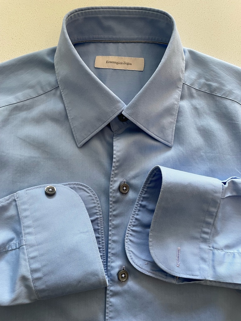 Ermenegildo Zegna - All Cotton Blue Dress Shirt Size Small